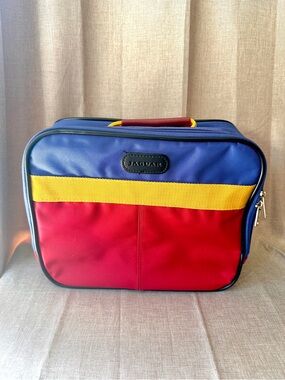 Vintage Retro 80s Jaguar travel bag carry on red yellow blue color block